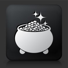 Black Square Button with Pot of Gold Icon