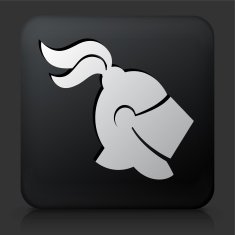Black Square Button with Knigth Helmet Icon