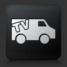 Black Square Button with TV Car Icon