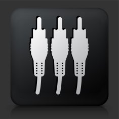 Black Square Button with Cable Icon