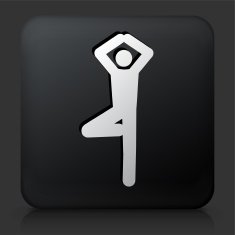 Black Square Button with Yoga Stretch Icon