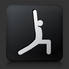 Black Square Button with Yoga Stretch Icon N2