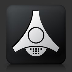 Black Square Button with Office Intercom Icon