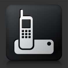 Black Square Button with Wireless Phone Icon