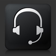 Black Square Button with Head Set Icon