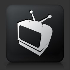 Black Square Button with Television Icon N8