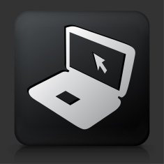 Black Square Button with Laptop Icon N4