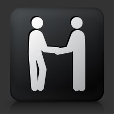 Black Square Button with Handshake Icon N4