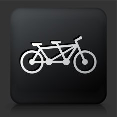 Black Square Button with Two Seater Bicycle Icon