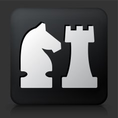 Black Square Button with Knight & Castle Icon