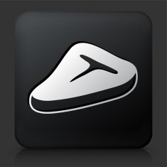 Black Square Button with T Bone Steak Icon