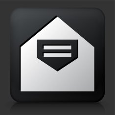 Black Square Button with Envelope Icon N3