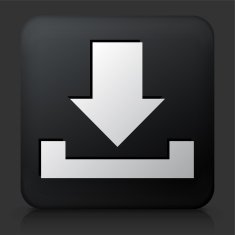 Black Square Button with Download Icon