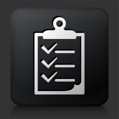 Black Square Button with Checklist on Clip Board