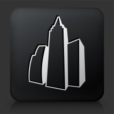 Black Square Button with Buildings Icon N2