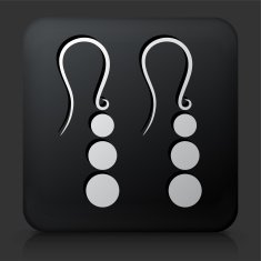 Black Square Button with Earings Icon N2