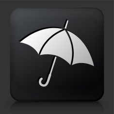 Black Square Button with Umbrella Icon N3