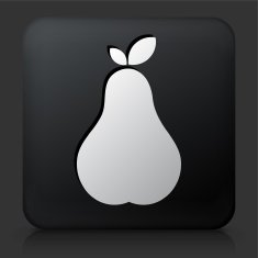 Black Square Button with Pear Icon
