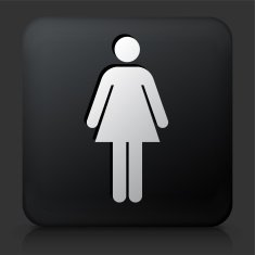 Black Square Button with Woman Standing N2