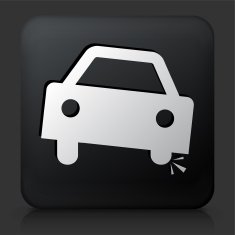 Black Square Button with Car Accident Icon
