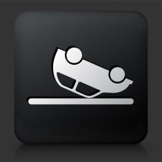 Black Square Button with Car Flipped Upside Down