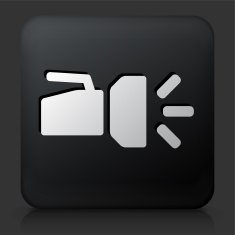 Black Square Button with Flashlight Icon N2