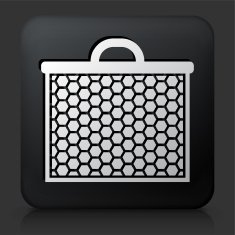 Black Square Button with Honeycomb Icon