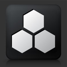 Black Square Button with Honeycomb Icon N2