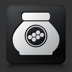 Black Square Button with Honey Bottle Icon