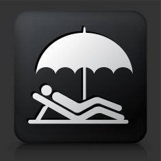 Black Square Button with Relaxing Stick Figure