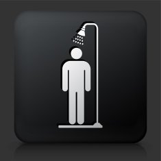 Black Square Button with Showering Icon N2