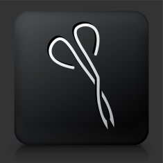Black Square Button with Tweezers Icon