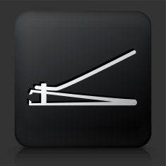Black Square Button with Nail Trimmer Icon