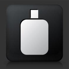 Black Square Button with Cream Bottle Icon