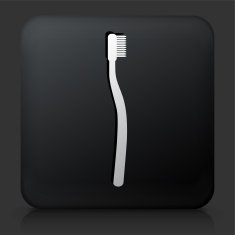 Black Square Button with Toothbrush Icon