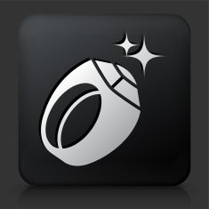 Black Square Button with Flying Football