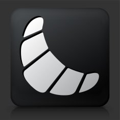 Black Square Button with Croissant Icon N2