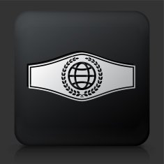 Black Square Button with Boxing Belt Icon