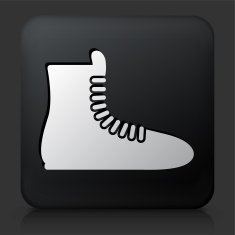 Black Square Button with Boxing Shoes Icon