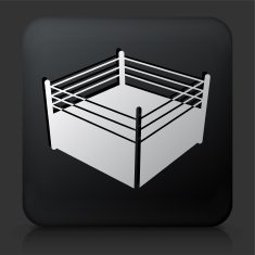 Black Square Button with Boxing Ring Icon