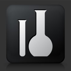 Black Square Button with Tube & Flask Icon
