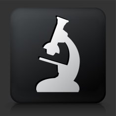 Black Square Button with Microscope Icon