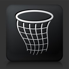 Black Square Button with Basketball Net