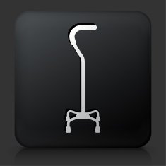 Black Square Button with Walking Stick Icon