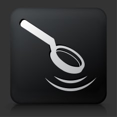 Black Square Button with Magnifying Glass Icon N5