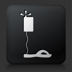 Black Square Button with Ankle Detector Icon