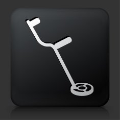 Black Square Button with Metal Detector Icon N3