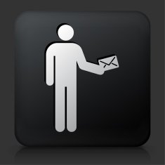 Black Square Button with Letter & Man Icon