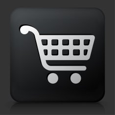 Black Square Button with Shopping Cart Icon N5