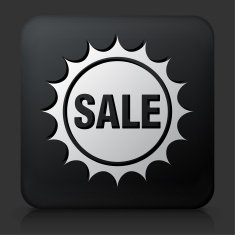 Black Square Button with Sale Emblem Icon